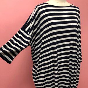 Gap Blue Gray Striped Jersey Beach Dress Petite L